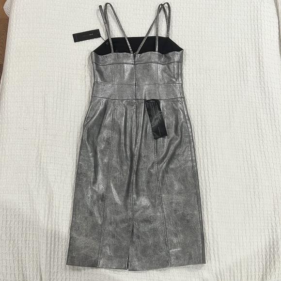 BCBG MAXAZRIA Dress Women's Size 4 Metallic Midi Bodycon - Picture 4 of 7